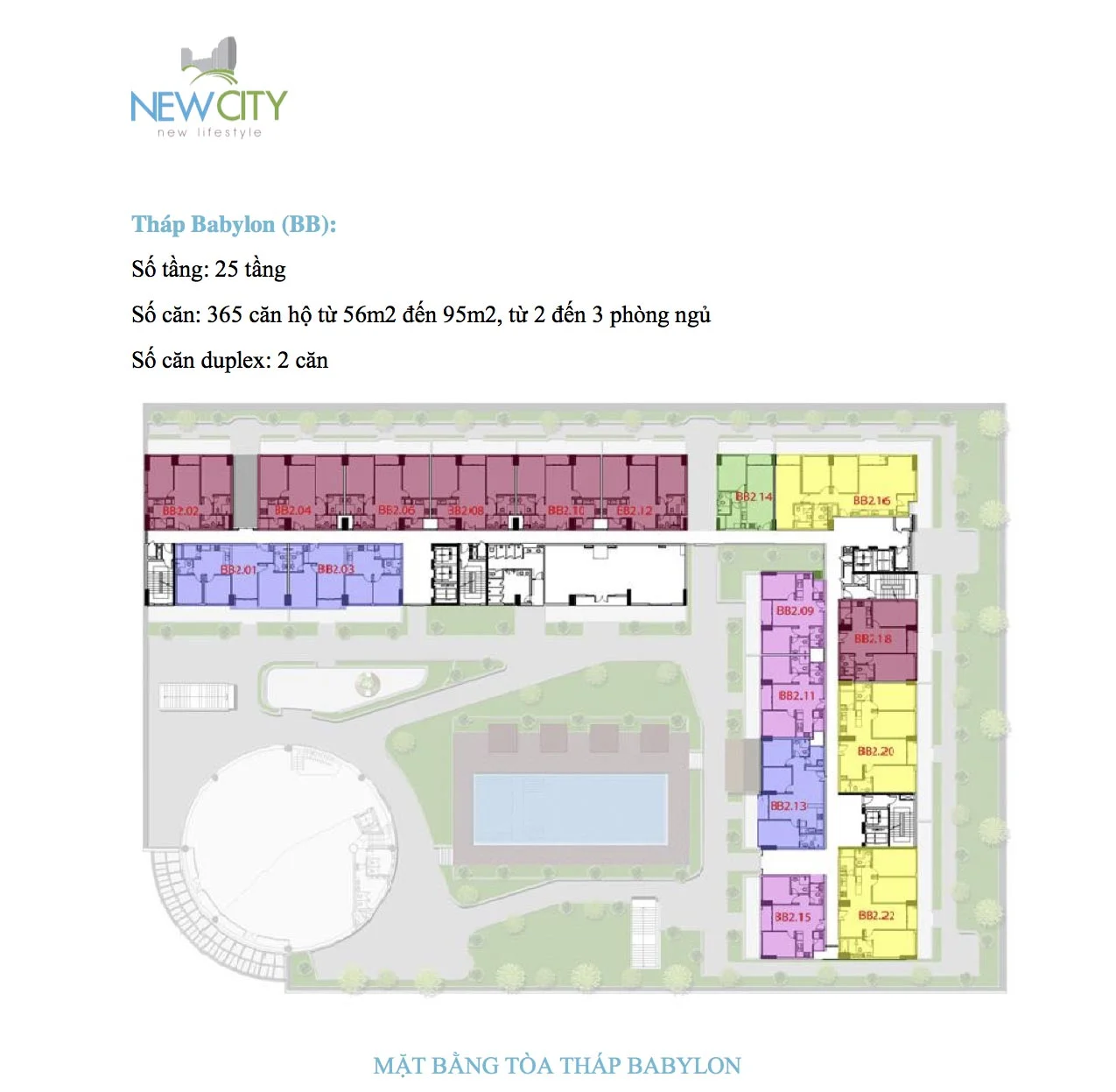 Mặt bằng căn hộ New City Tháp Babylon