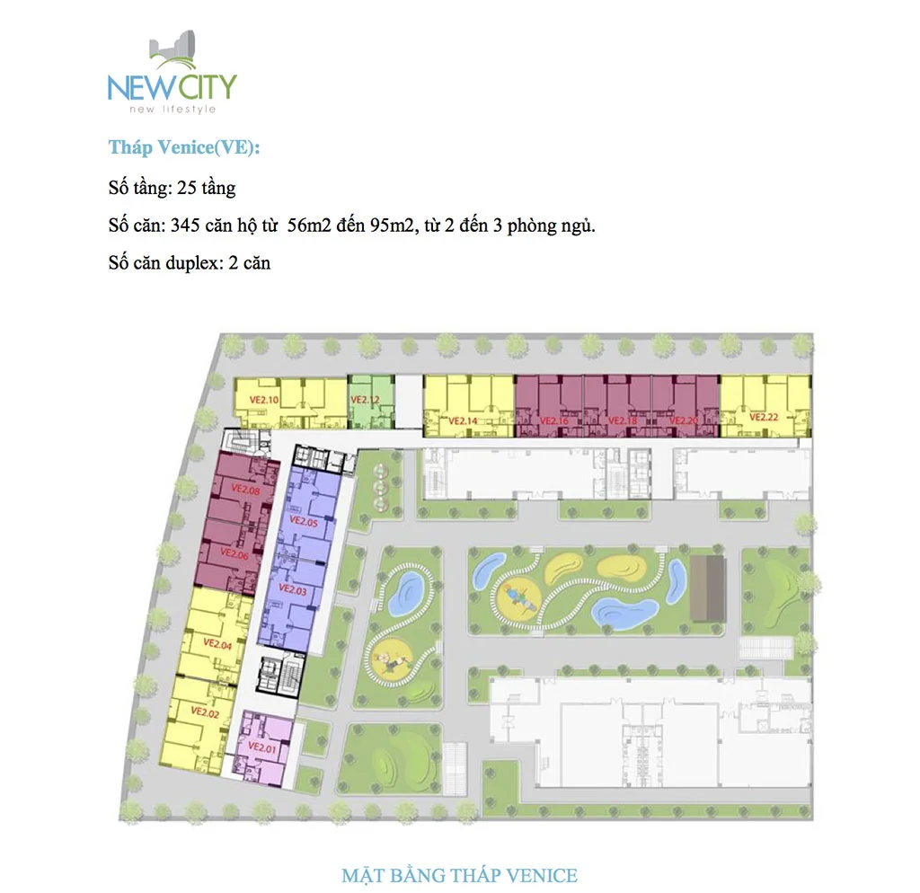 Mặt bằng căn hộ New City Tháp Venice