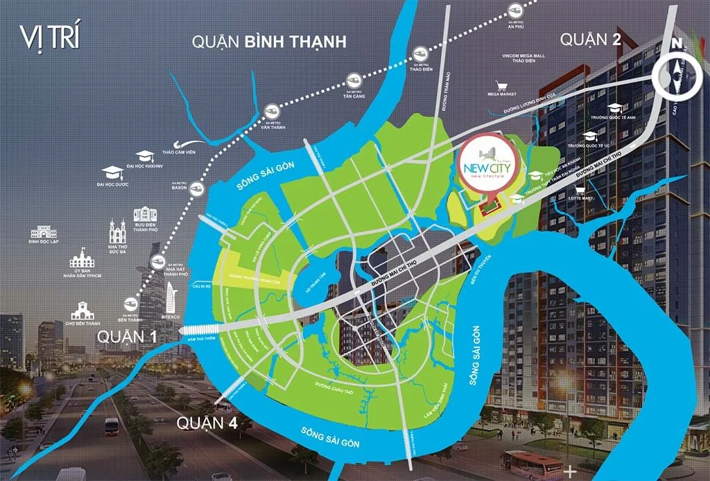 Vị trí dự án New City Thủ Thiêm Quận 2