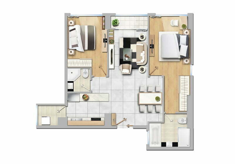 Cho thuê căn hộ New City 2 phòng ngủ đầy đủ nội thất